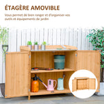 Armoire de jardin sur pied table de rempotage 2 en 1 - table de jardinage double porte, étagère, plateau tôle