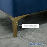 Panca imbottita capitonné fondo letto stile classico chic 118L x 45p x 42A cm gambe in metallo dorato velluto blu