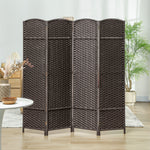 Paravent interieur en bois 4 panneaux 160 x 170 cm séparateur de pièce pliable pour salon, chambre à coucher, marron