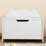 Coffre à jouet enfant avec couvercle rabattable, coffre de rangement enfant, forme d'ours, 60 x 38 x 48 cm, blanc