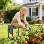 Tabouret de jardin pliable agenouilloir de jardin avec coussin rembourré en mousse EVA, poches à outils, gris foncé