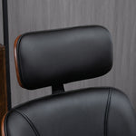 Fauteuil de bureau, chaise de bureau avec appui-tête amovible hauteur réglable et fonction de bascule, 66x65x125cm, noir