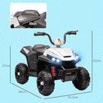 Quad électrique enfant 12 V voiture électrique 2 moteurs marche avant et arrière 37-60 mois 85 x 55,5 x 62 cm blanc