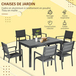 Salon de jardin table extensible 135-270 cm en aluminium et textilène 6/10 personnes 8 chaises empilables gris