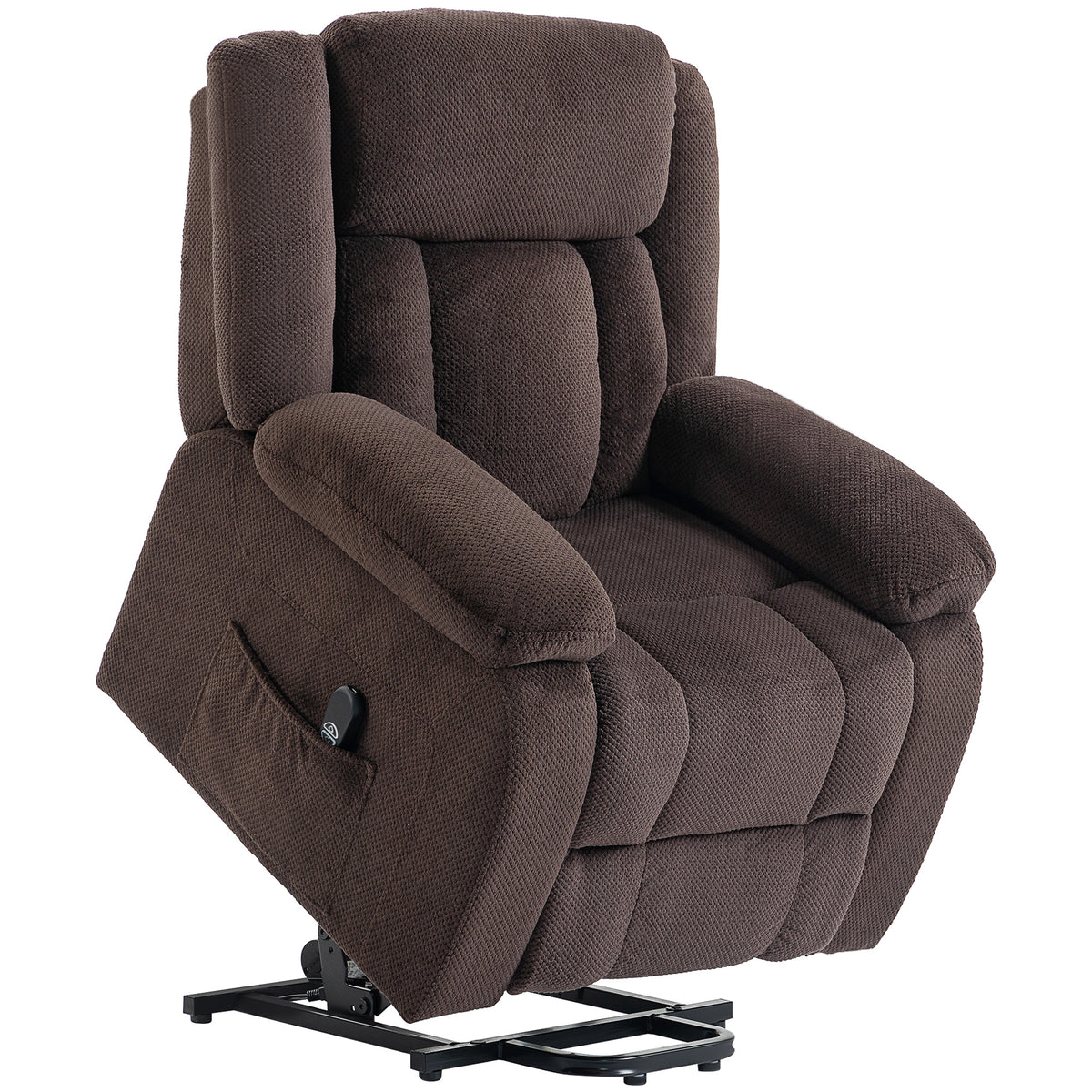 Fauteuil Releveur Électrique, Fauteuil Relax Électrique en Velours, Dossier Inclinable, Assise Large, Port USB, Marron