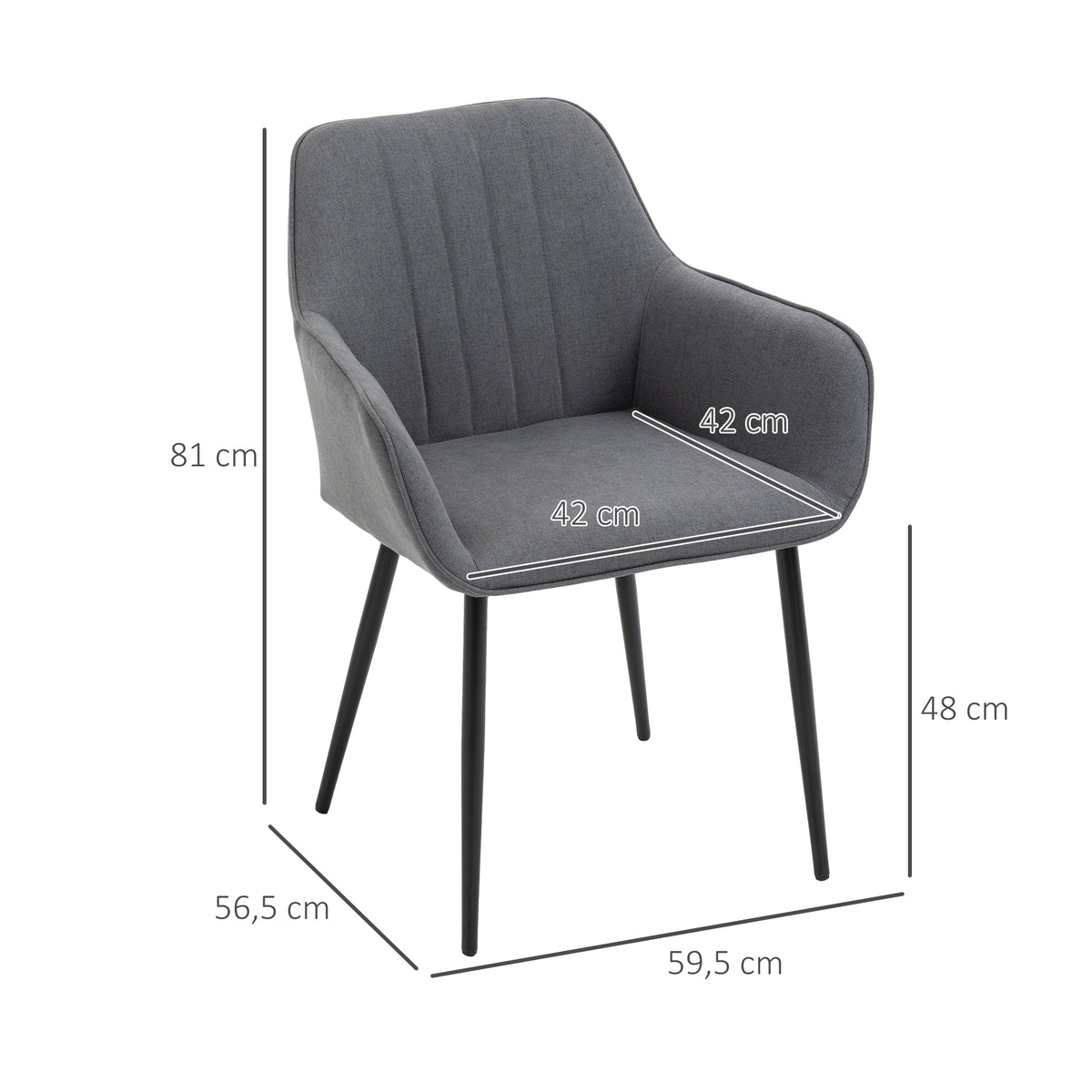Chaises de Salle à Manger Chaises de Visiteur Design scandinave - Lot de 2 chaises - Pieds effilés métal Noir
