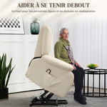 Fauteuil relax inclinable électrique releveur avec repose-pied et télécommande 86 x 92 x 102 cm Beige