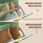 Banc à chaussures avec coussin d'assise rembourré et tiroir rabattable pour couloir, chambre, 62 x 26 x 47,5 cm, vert