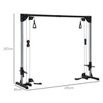 Appareil de musculation double poulie vis à vis crossover, charge libre avec haltère 2 x 50kg dim. 245L x 85l x 207H cm