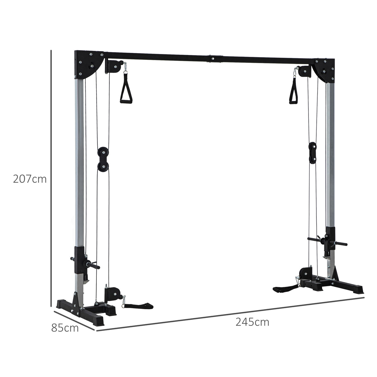 Appareil de musculation double poulie vis à vis crossover, charge libre avec haltère 2 x 50kg dim. 245L x 85l x 207H cm