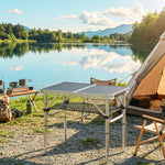 Table pliante aluminium, table de camping pliante, poignée 4 hauteurs réglables avec Rangement 60x40x60cm, blanc