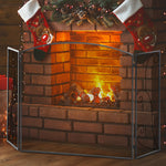 Pare-feu pour cheminée ou poêle design élégant Pare-étincelles 3 Volets Pliables dim. 132,5L x 76,5H cm Acier métal Noir
