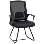 Chaise de bureau ergonomique sans roulettes, chaise de conférence avec dossier en maille, soutien lombaire, noir