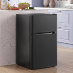 Mini Frigorifero Congelatore 90 L, Piccolo Frigo Compatto Silenzioso, 2 Porte Reversibili, Termostato Regolabile, Nero