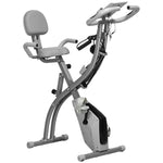 Vélo d'Appartement Pliable 4-en-1 - Ergomètre Magnétique Silencieux pour Maison avec Cordes de Résistance - Sport Maison et Cardio-training avec Roulettes, Selle Confort et LCD, Max 120kg, Gris
