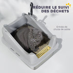 Bac à litière en acier inoxydable, maison de toilette pour chat, bords hauts, nettoyage facile, 43,1x33,2x25,4cm, gris