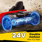 Kart Électrique pour Enfants 24 V, Go Kart, Moteur 2 x 150W, Mode Drift, Siège Réglable, Démarrage Progressif, Rouge
