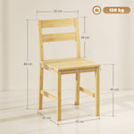 Lot de 2 chaises de salle à manger en bambou, chaises de cuisine sans accoudoirs avec assise à lattes, bois naturel