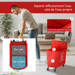 Chariot de nettoyage lavage seau de ménage 20 L avec essoreur et séparateur eau sale propre rouge 60L x 27l x 70,5H cm