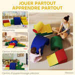 Motoriekparcours voor kinderen modulaire klimspeelset 5 gigantische schuimrubberen blokken 181 x 39 x 44 cm meerkleurig