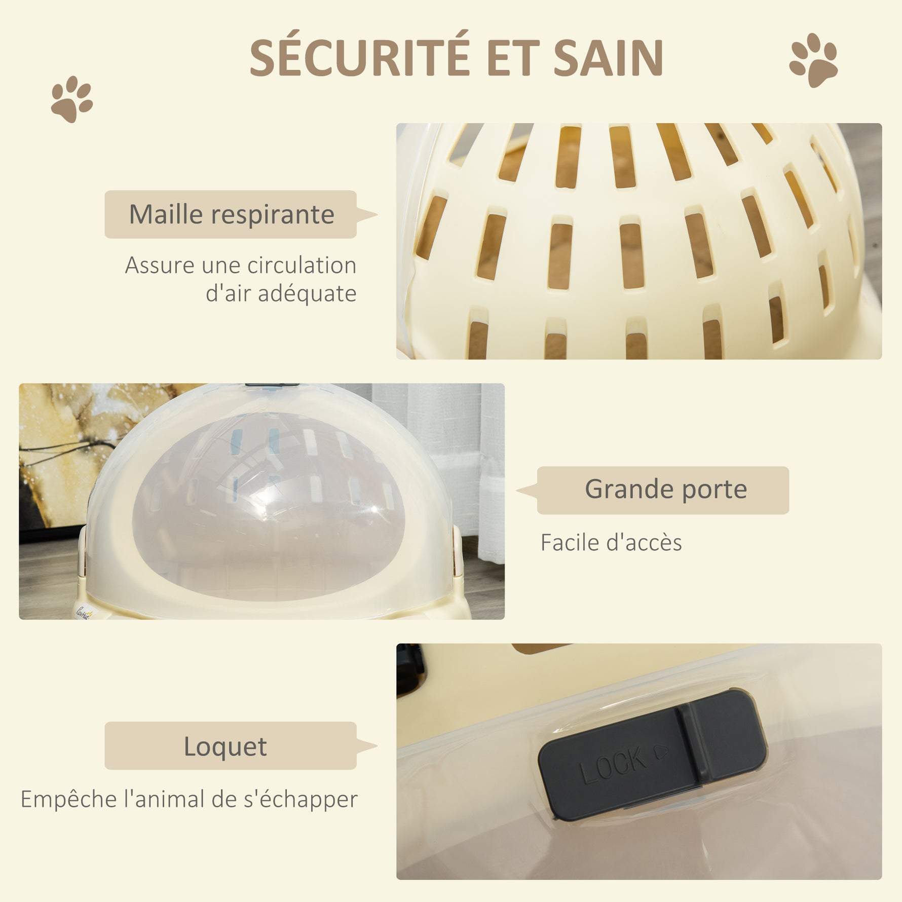 Caisse de transport niche pour chat maison pour chat portable panier lavable coussin amovible beige