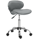 Tabouret à roulettes tabouret de travail avec hauteur réglable 44-56 cm et dossier, pivotant 360°, gris