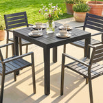 Table de jardin extensible table extérieur pour 4-6 personnes avec rallonge auto-stockée aluminium 80-160 x 80 cm noir