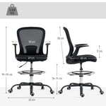 Sedia da ufficio ergonomica con poggiapiedi regolabile e braccioli sollevabili, altezza regolabile, 59x62x99-119cm, nero