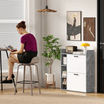 Meuble à chaussures 15 paires, armoire à chaussures moderne avec 2 tiroirs rabattables, 83x24x90,5cm, blanc et gris