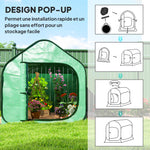 Mini serre pop-up petite serre légumes plante fleurs avec porte à fermeture éclair en PE 150 x 148 x 148 cm vert
