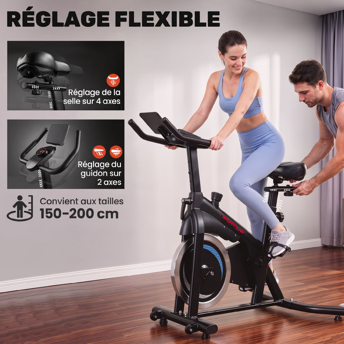 Cyclette da Spinning Connessa con App Zwift e Kinomap Magnetica Silenziosa Schermo LCD 98 x 57 x 120 cm Nero