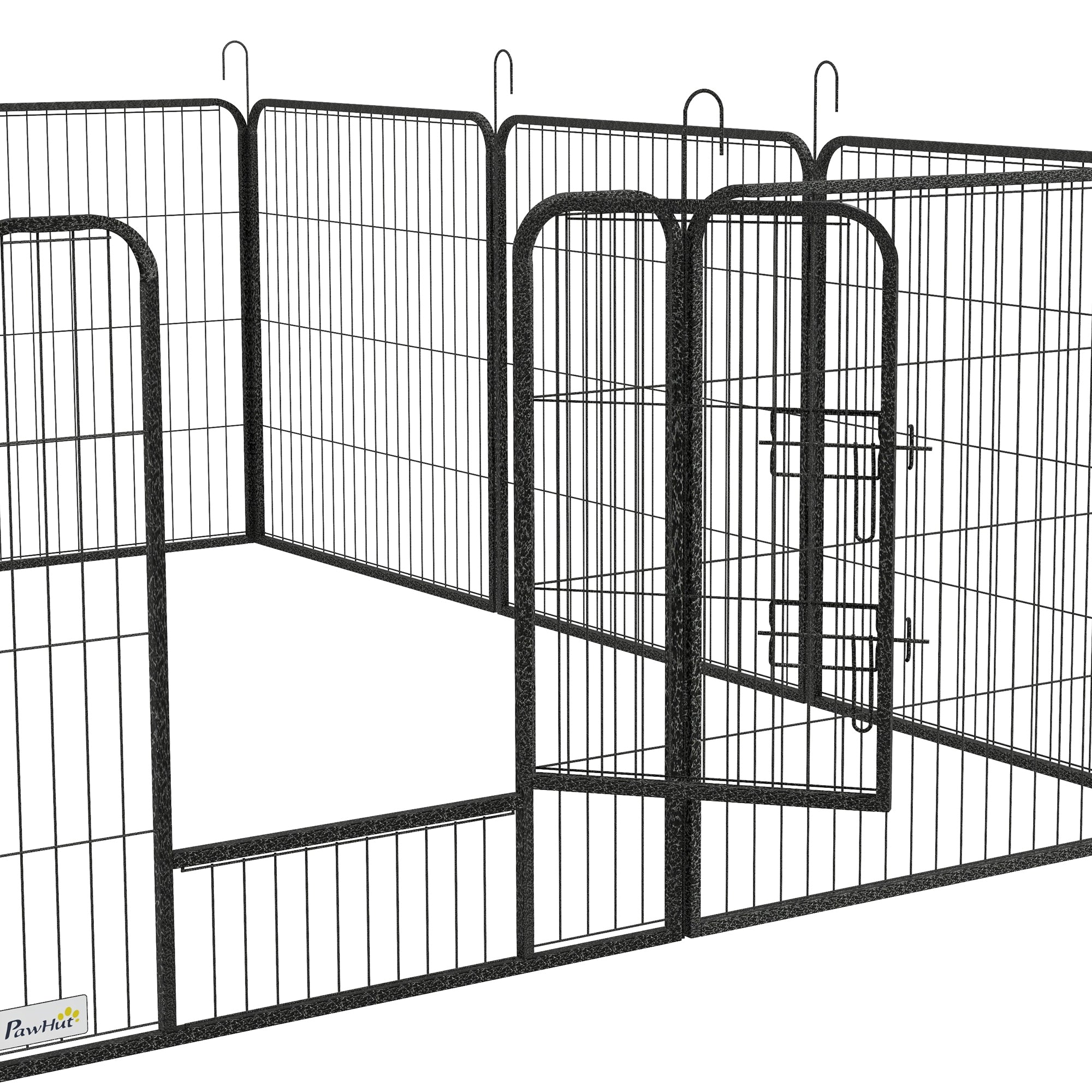 Modulaire puppyren van epoxystaal met afsluitbare deur voor honden en kleine dieren, binnen en buiten, 80 x 80 cm, grijs