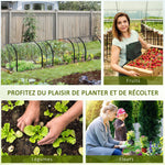 Mini Serre de Jardin, Mini Serre Tunnel, Serre à Tomates 3,5L x 1l x 0,8H m, Acier, PVC Anti-UV, 3 Fenêtres