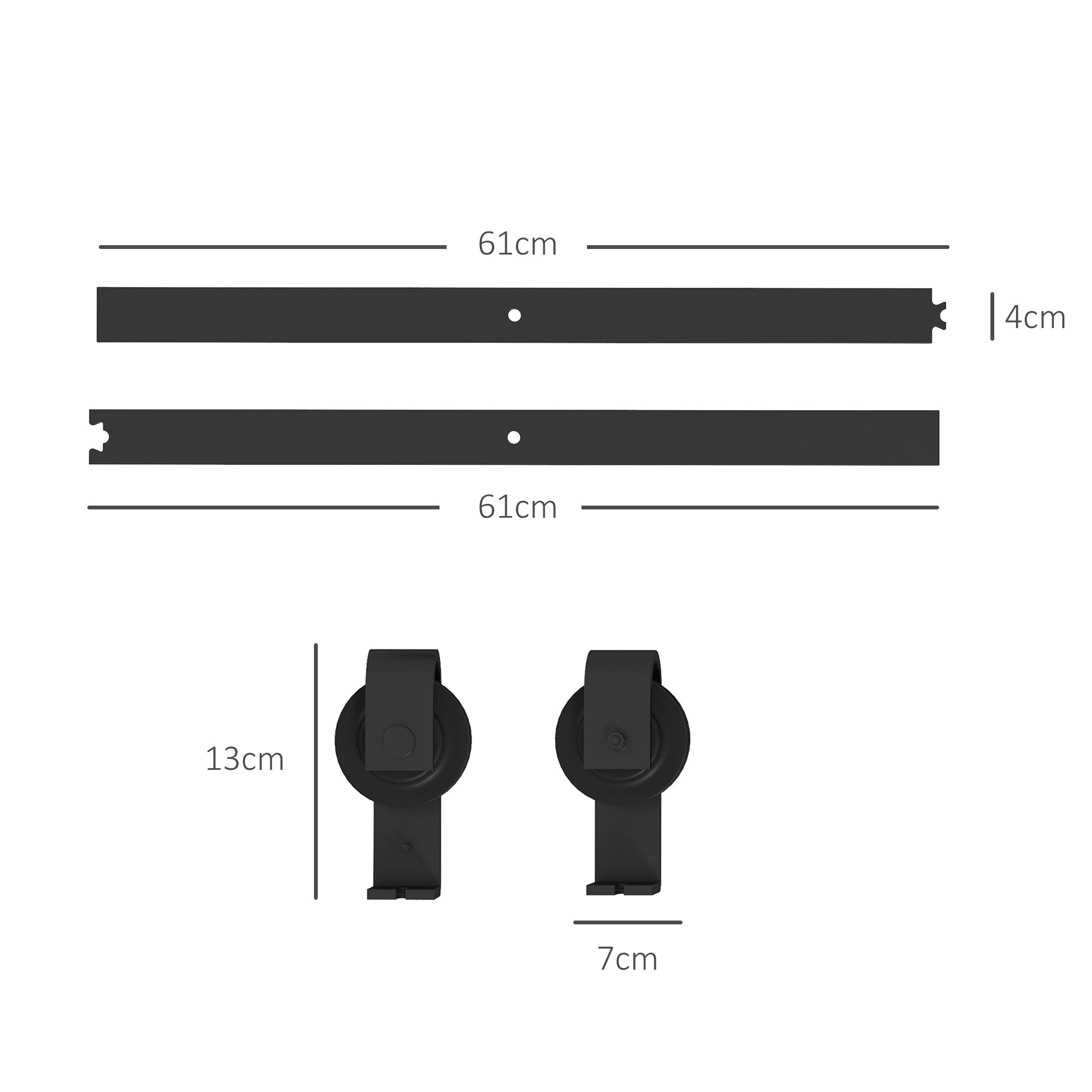 122 CM Quincaillerie de porte coulissante pliante kit de rails de porte de grange coulissante en acier pour 2 portes