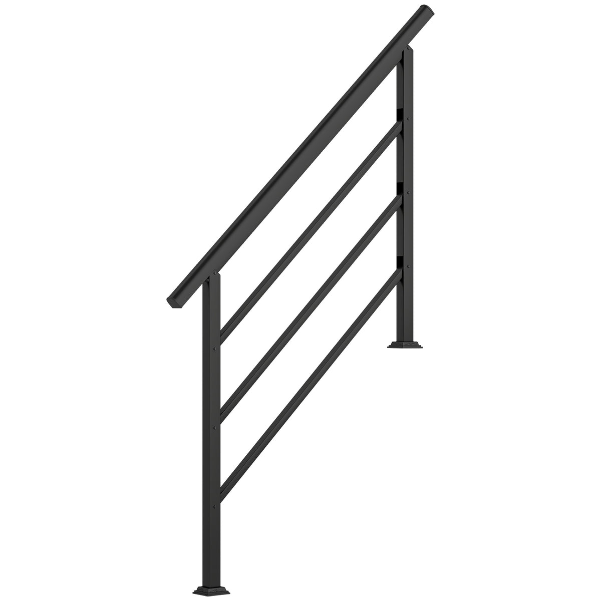 Rampe d'Escalier Extérieure pour 1 à 4 Marches, Main Courante Escalier en Métal avec Kit d'Installation, Noir