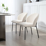 Lot de 2 chaises de salle à manger en velours côtelé, chaises de cuisine avec pieds en acier, 56x58x78cm, crème