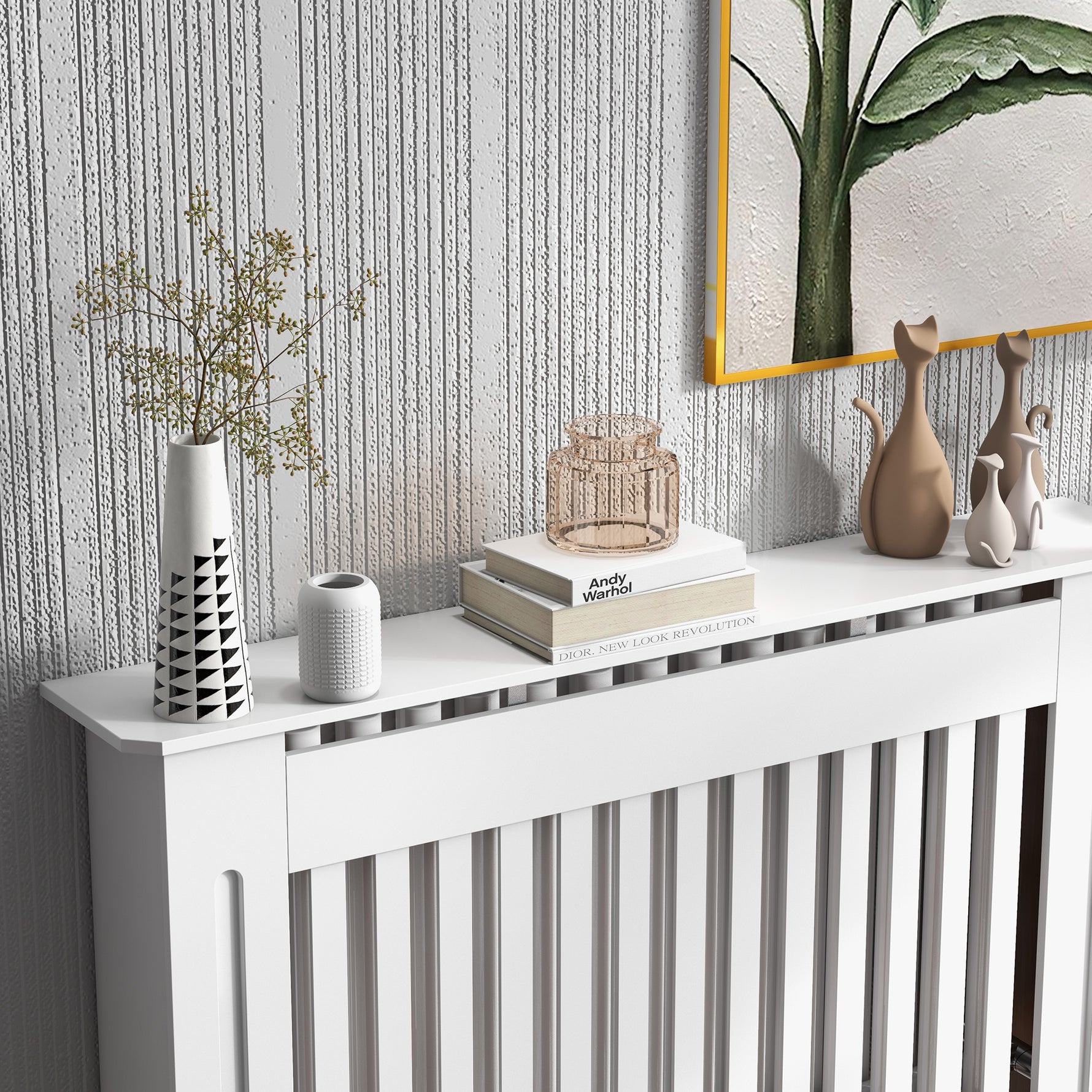 Cache-radiateur couverture radiateur Design couverture radiateur Panneau Cabinet 112L x 19l x 81H cm MDF Blanc