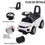 Porteur Enfant Véhicule à Pousser, Porteur Bébé avec Klaxon, Compteurs Factices et Coffre à Jouets, pour Enfants de 12 à 36 Mois, Blanc