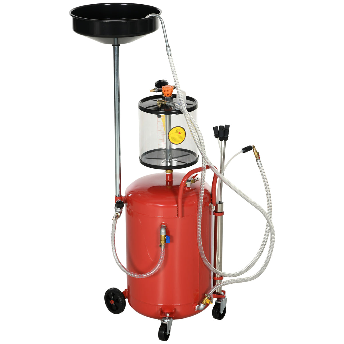 Récupérateur d'huile de vidange portable 2-en-1 avec hauteur réglable et vidangeur d'huile pneumatique de 80L