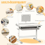 Ensemble chaise et bureau pour enfants avec lampe LED hauteur réglable plateau incliné support de lecture gris