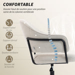Chaise bureau ergonomique, fauteuil de bureau avec hauteur réglable, pivotant 360°, 63 x 65 x 83-92 cm, crème