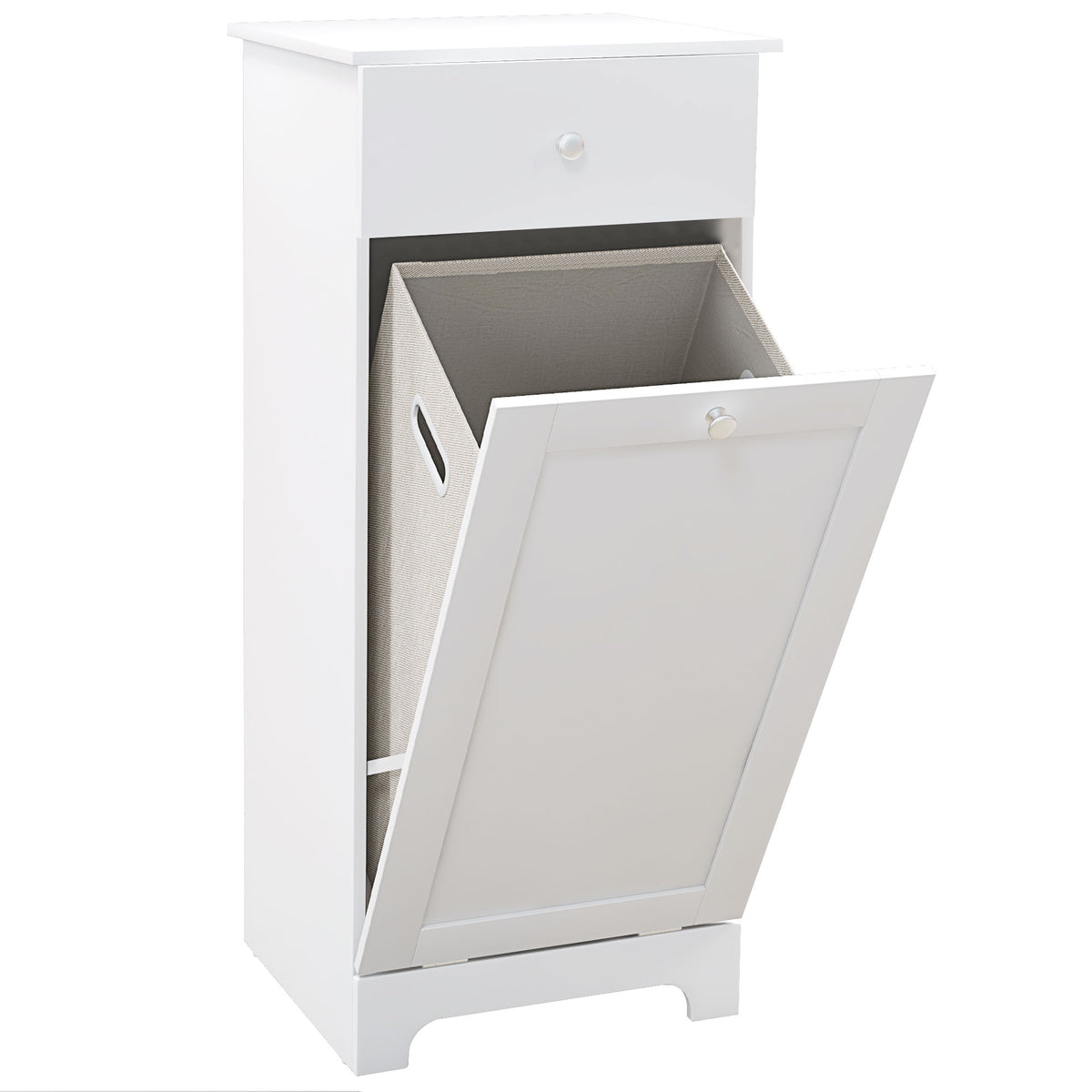Meuble de salle de bain avec panier à linge, meuble de rangement avec tiroir - 40L x 38l x 90,5H cm - blanc