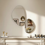 Lot de 2 miroirs muraux, miroirs décoratifs irréguliers en forme de galet, cadre en métal, 70 x 46 cm/49,5 x 31 cm, noir