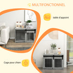 Cage caisse pour chien animaux intérieur porte coulissante, métal effet bois, dim. 57H x 80L x 54l cm