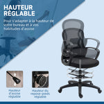 Lot de 2 fauteuils de bureau chaise de bureau assise haute réglable pivotant 360° maille respirante noir