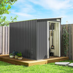 Abri de jardin 2,81 m² avec fondation, abri à outils extérieur adossé en acier galvanisé, 154x206,5x181cm, gris foncé