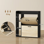 Meuble à chaussures 15 paires, armoire à chaussures moderne avec 2 tiroirs rabattables, 83x24x90,5cm, noir