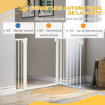Barrière de sécurité pour chien animaux sans perçage avec fermeture automatique largeur 76-103 cm blanc