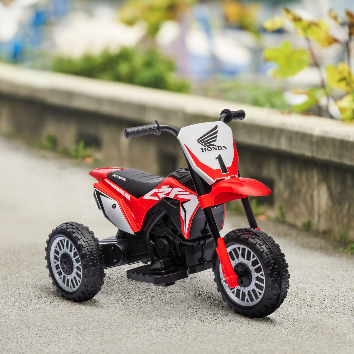 Moto cross éléctrique pour enfant licence Honda CRF450RL 3 roues batterie 6V enfants 18-36 mois rouge