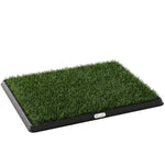 Toilette pour Chien avec 2 Tapis en Gazon Artificiel et Grille de Drainagec, Système Lavable, 63x50,5x3,5cm, Noir